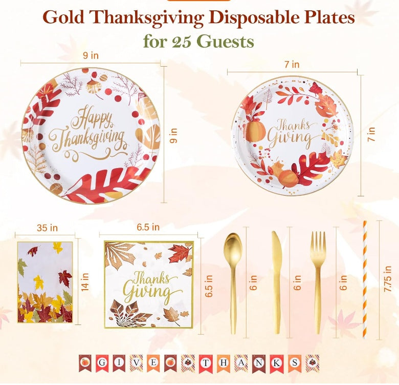 Thanksgiving Plates And Napkins Party Supplies Tableware Set