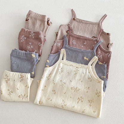 Girls' Camisole Shorts Two-piece Set Breathable Home Clothing