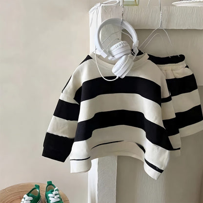 Boys' Girls' Spring Clothing New Fleece And Shorts Two-piece Set
