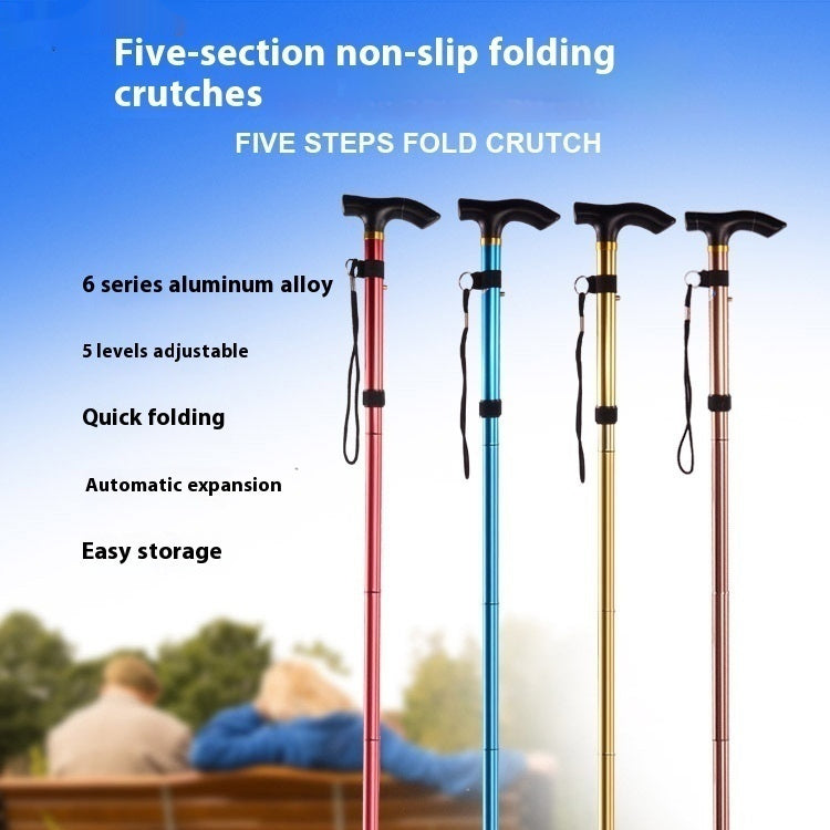 Aluminum Alloy Folding Cane Stretchable Non-slip Cane Walking Stick For The Elderly