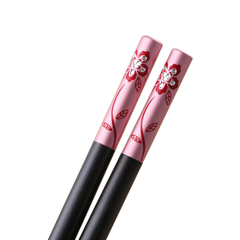 Language Of Flowers Alloy Chopsticks Household Restaurant Non-slip Chopsticks High Temperature Resistant Non-mildew High-end Hotel Supplies Chinese Chopsticks