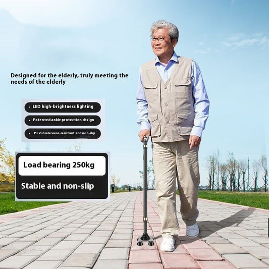Walking Stick For The Elderly With Light Anti-slip Solid Anti-fall Walking Stick