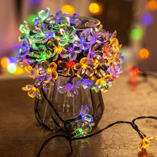 Outdoor Waterproof Christmas Outfit Courtyard Solar LED Cherry Blossom Lighting Chain