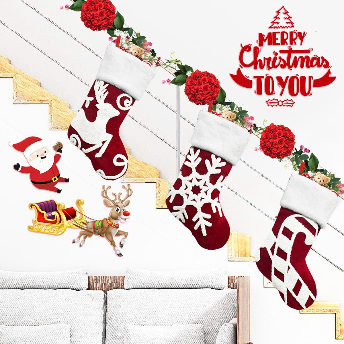 Christmas Gift Decoration Supplies Embroidered Flannel Socks Gift Bag