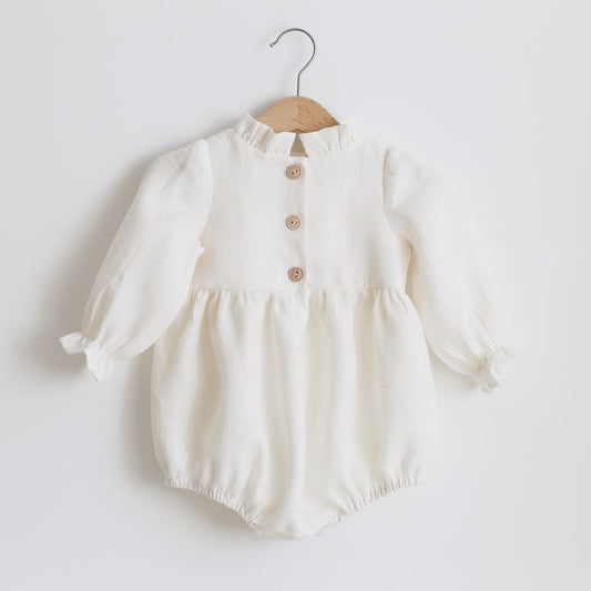Long Sleeve Cotton Linen Newborn Romper For Infants And Toddlers