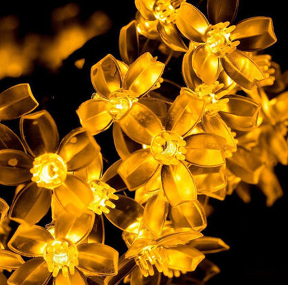 Outdoor Waterproof Christmas Outfit Courtyard Solar LED Cherry Blossom Lighting Chain