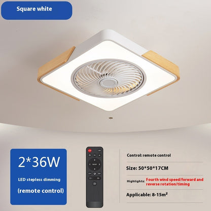 Solid Wood Ceiling Fan Lamp Bedroom Invisible Dining Room Ceiling Fan Lights