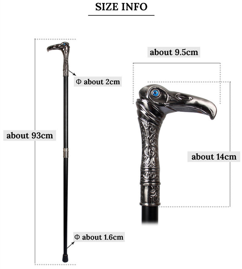 Silver Metal Wolf Head Cane Civilization Stick Crutches Props Scepter