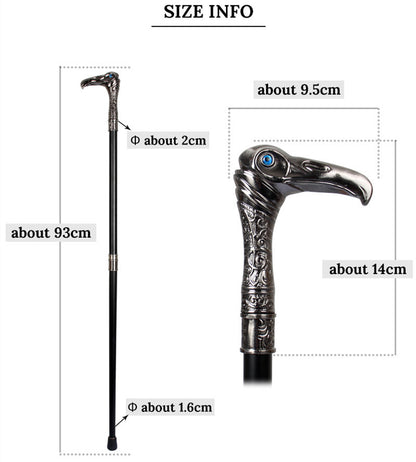 Silver Metal Wolf Head Cane Civilization Stick Crutches Props Scepter