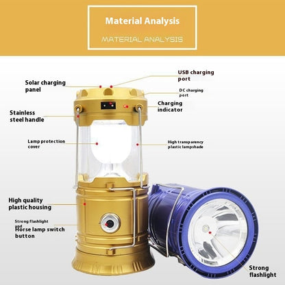 Solar Multi-functional Portable Horse Outdoor Emergency Tent Night Market Lighting Stall Camping Lamp