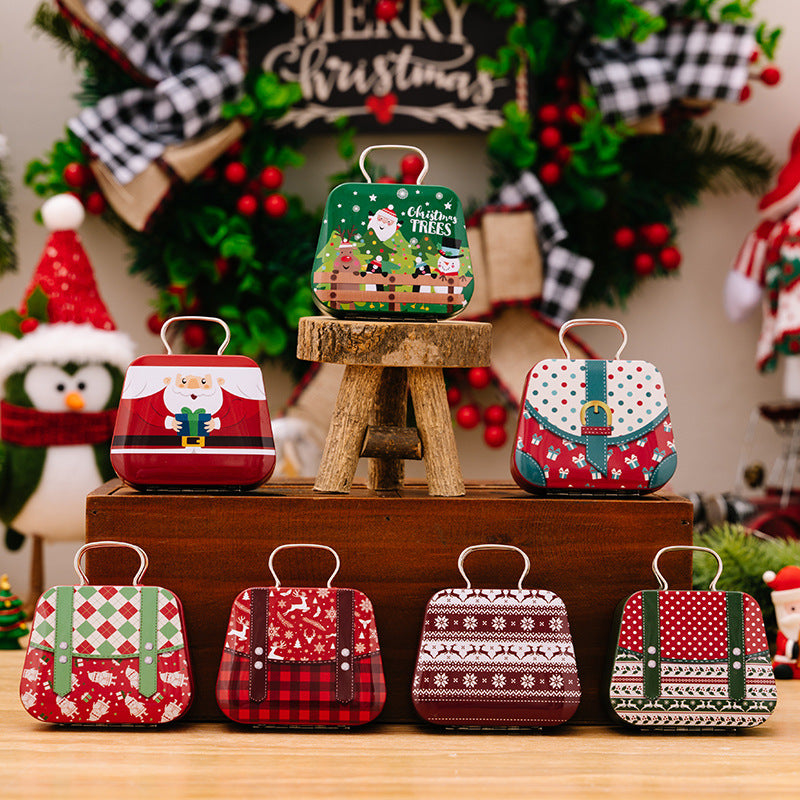 Christmas Decoration Supplies Tinplate Handbag Candy Box