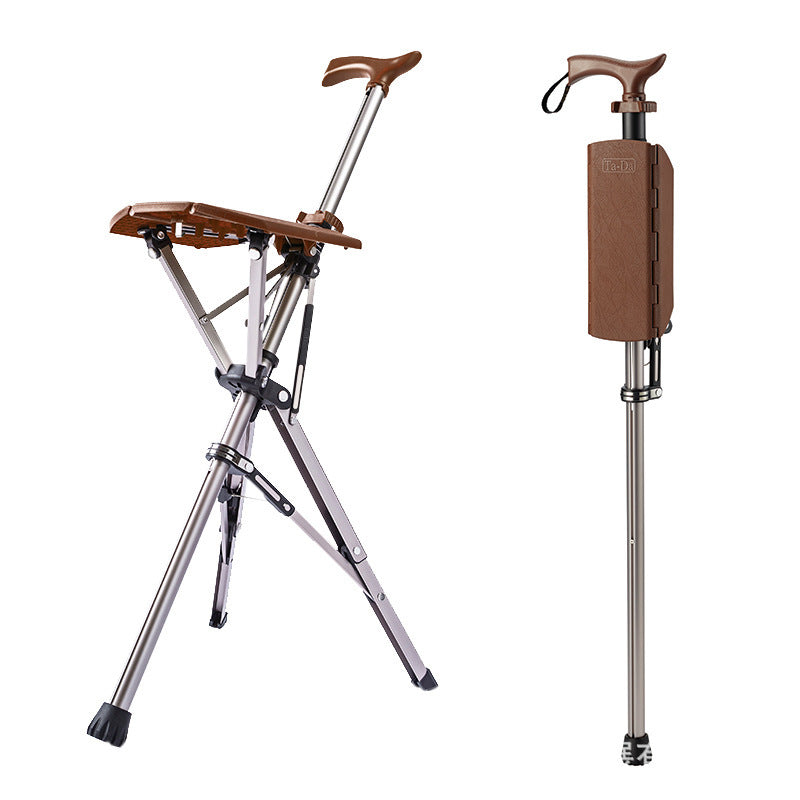 Folding Cane Sticks For The Elderly Can Sit On Non-slip Stools