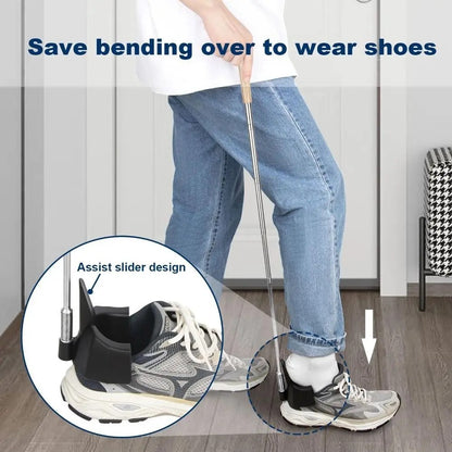 Telescopic Long Handle Metal Shoehorn Adjustable Aid