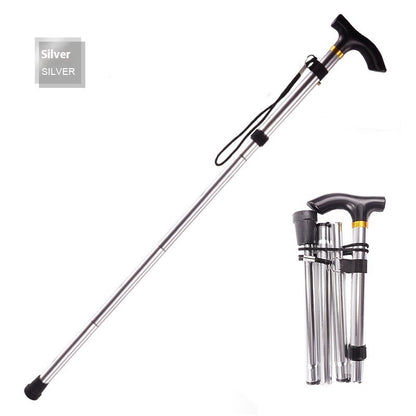 Aluminum Alloy Folding Cane Stretchable Non-slip Cane Walking Stick For The Elderly