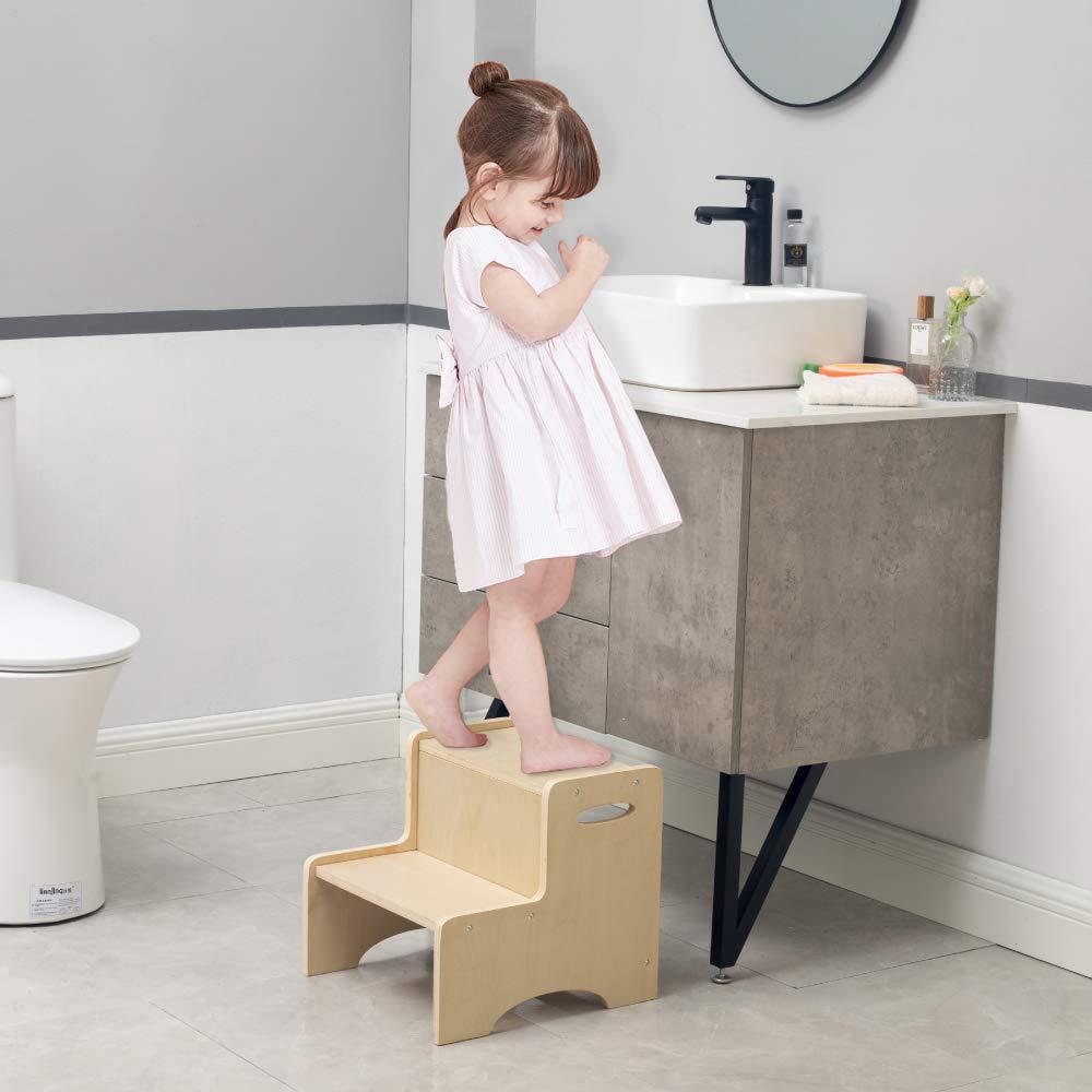 Wooden Children's Step Stool With Handles
