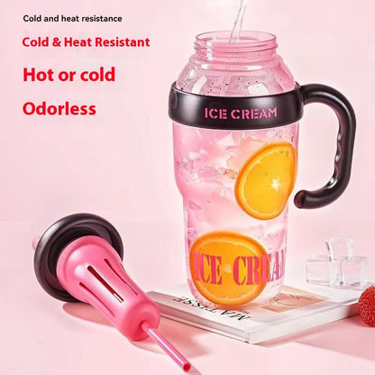 Good-looking Straw Big Belly High Temperature Resistance Portable Plastic Cup