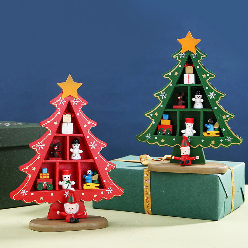 Wooden Christmas Tree Mini Table Decorative Ornament Supplies