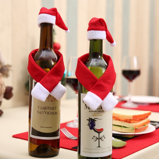 Christmas Creative Household Supplies Scarf Hat Wine Bottle Decoration