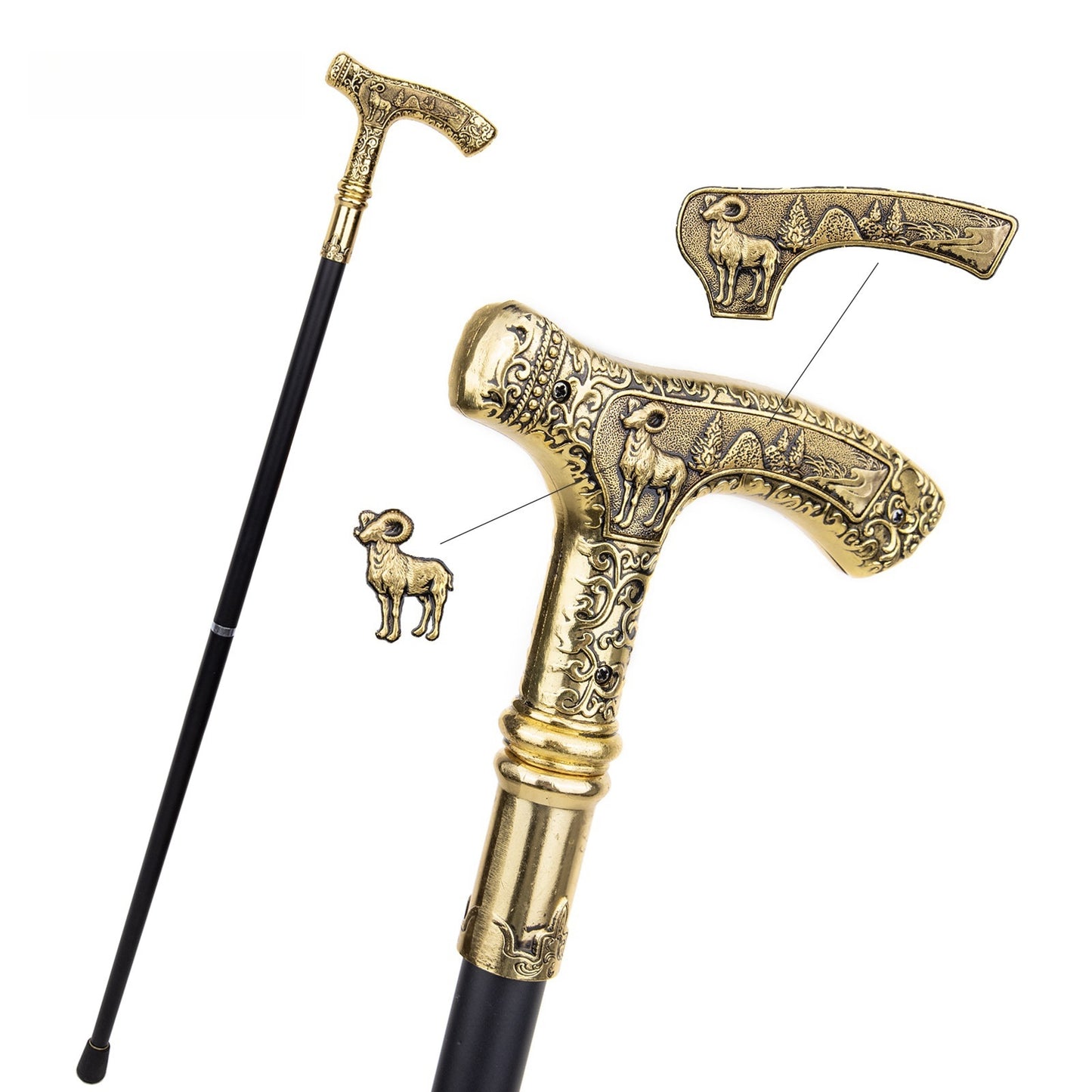 Eagle Bear Wolf Totem Cane Chamber Truncheon Domineering Metal Creativity Elderly Walking Crutch