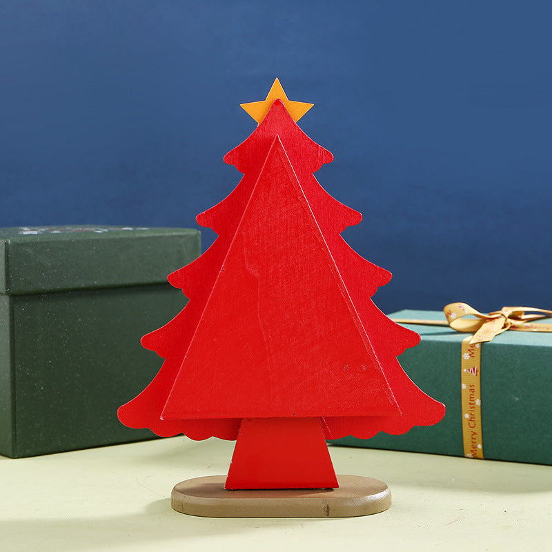 Wooden Christmas Tree Mini Table Decorative Ornament Supplies