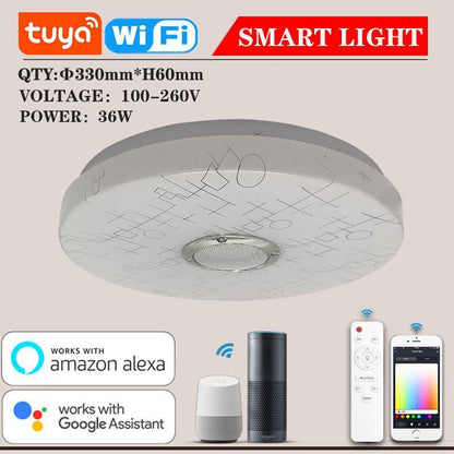 Intelligent Control Remote WiFi Modern Simple Bluetooth Music Bedroom LED Ceiling Light