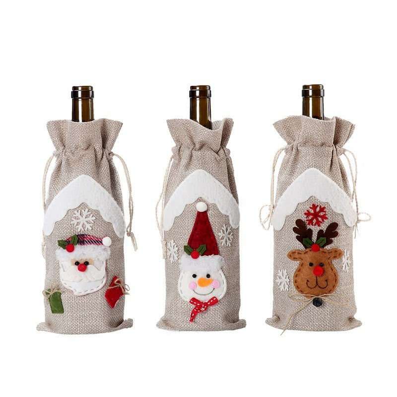 Christmas Decoration Supplies Linen Bottle Cover