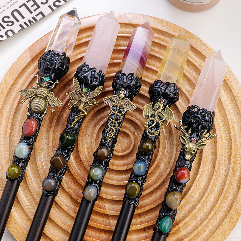 Natural Crystal Magic Wand Halloween Truncheon Cane