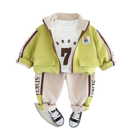 Spring Children's Clothing Boys Hoodie Jacket Long Sleeve Three-piece Suit