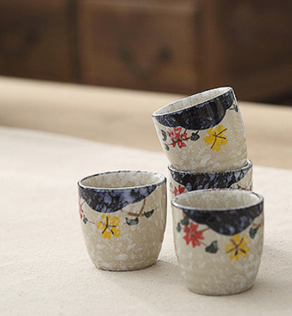 Japanese Style Hand Drawn Ceramic Wine Cup Wine Set