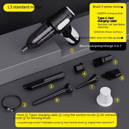 Car Wireless Handheld Vacuum Cleaner Mini Household Super Strong Suction Car Supplies Portable Small Dust Blower