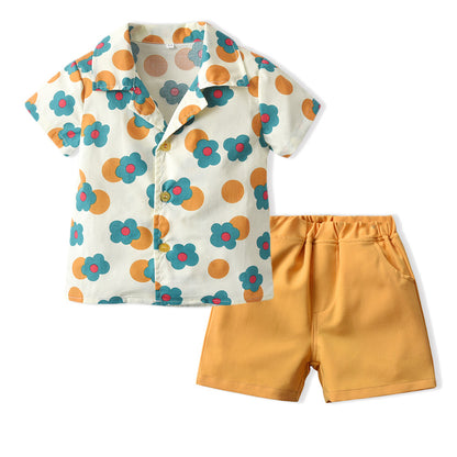 Boys' Shirt Printed Short-sleeved Breathable Children's Shirt Cute Baby Boys' Clothing