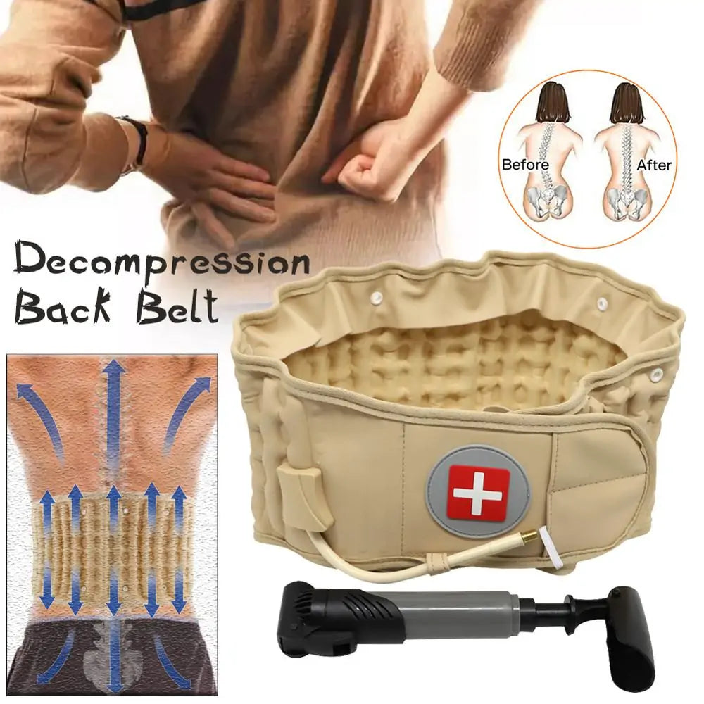 Inflatable Lumbar Support Belt with Air Decompression for Pain Relief